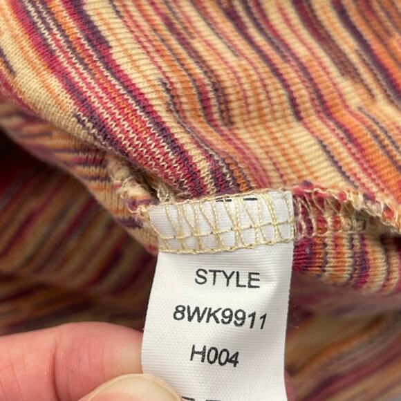 Lucky Brand Top Womens XL Orange Red Stripe Cotton Lace Up Neck Cuffs Y2K - Picture 13 of 16